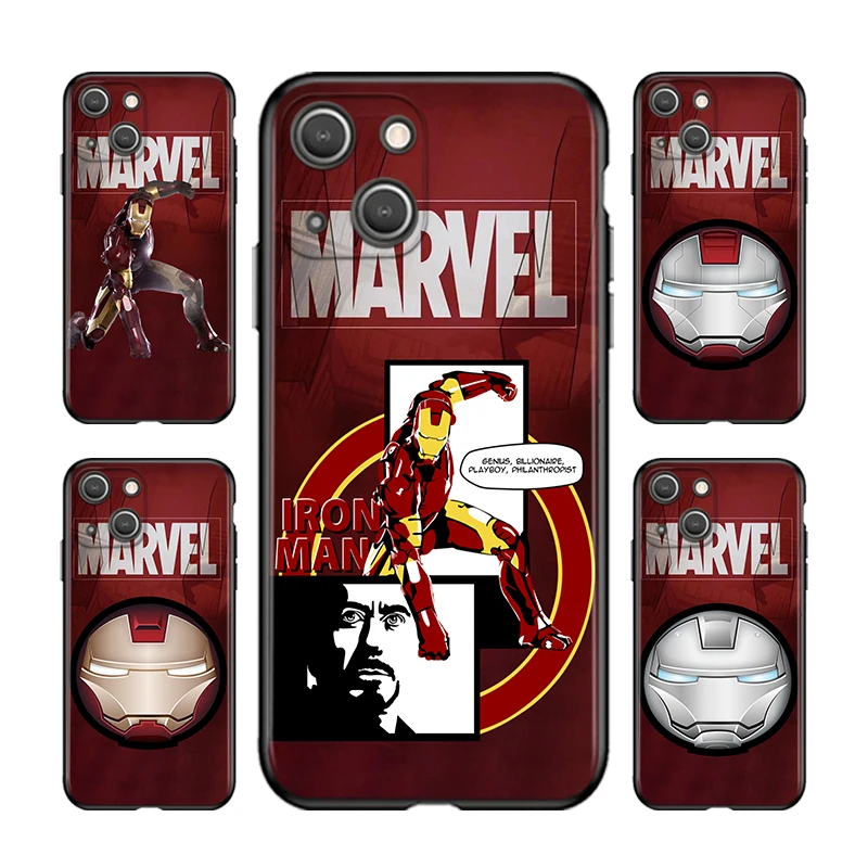 

Marvel cute Iron Man For Apple iPhone 13 12 11 mini 8 7 6S 6 5 5S XS XR X SE 2020 Pro Max Plus Black Soft Phone Case