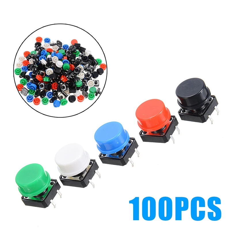 Тактильный кнопочный микро выключатель Mayitr 100 шт. 4 контакта 12*12*7 3 мм 5