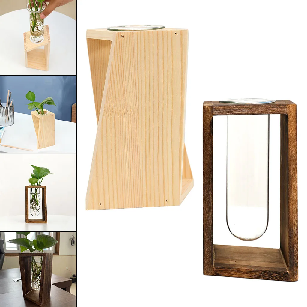 Деревянный стенд гидропоники ваза с пробиркой стойки рабочего украшения для