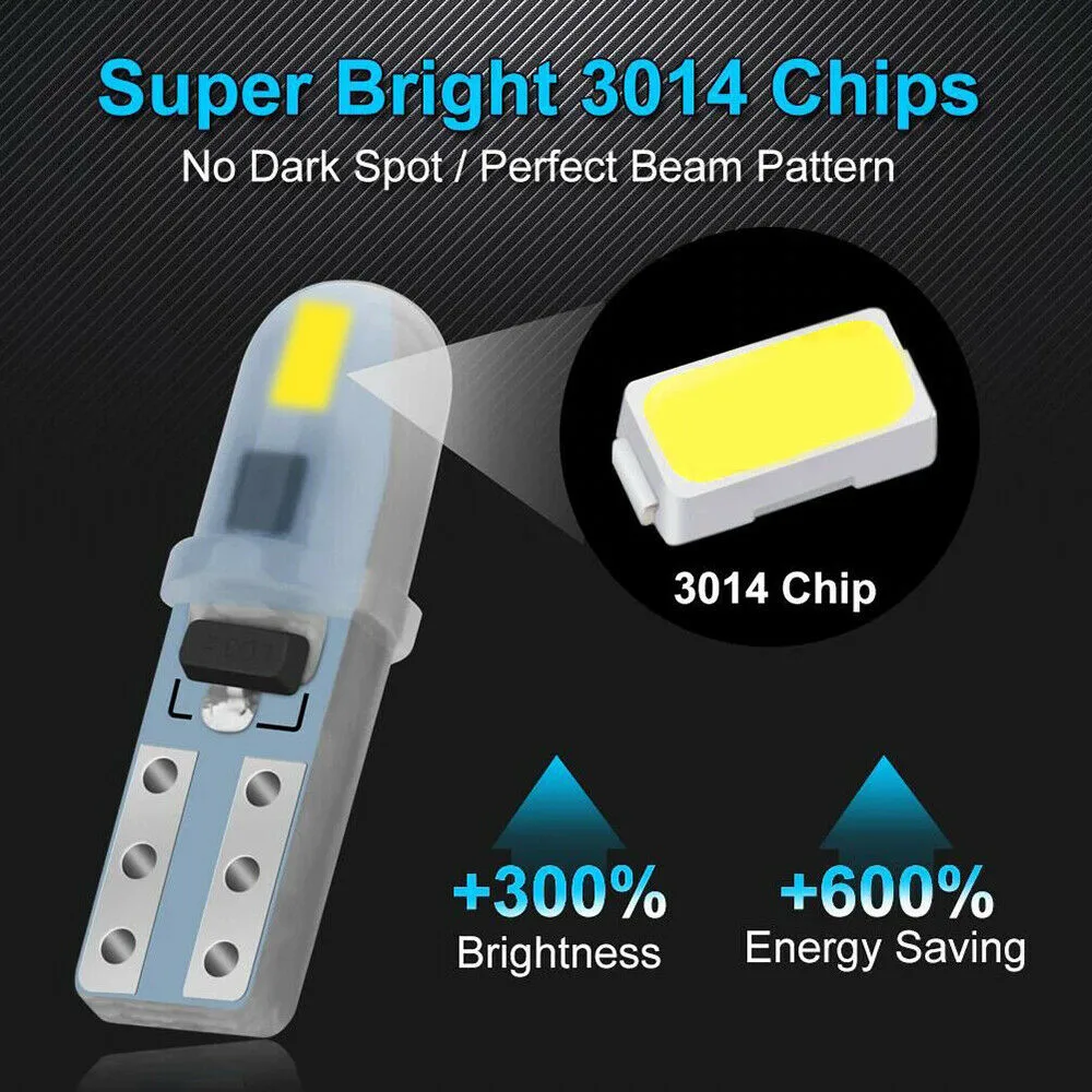 10x белые T5 3014 SMD светодиодные лампы для приборной панели с клиновидным цоколем