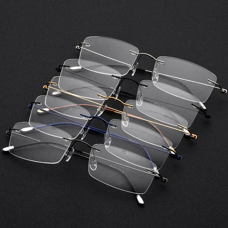 Деловая оправа для очков Модные прямоугольные очки без оправы металлическая по