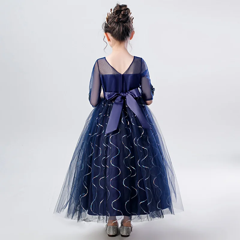 Black Christmas Dresses for Girls Elegant Evening Dress Girl Children Graduation Party Wedding Fancy Kids Maxi Long Gown | Детская