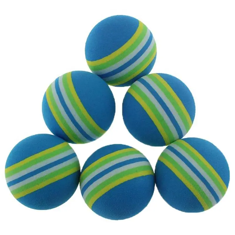 

New Blue Stripe Color Ball Golf Indoor Ball Sponge Ball Soft Colored Practice Sponge Foam Golf Ball Balls42mm Balls Stripe Golf