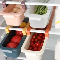 adjustable plastic pull out drawers refrigerator storage drawer basket refrigerator fresh spacer layer storage rack household