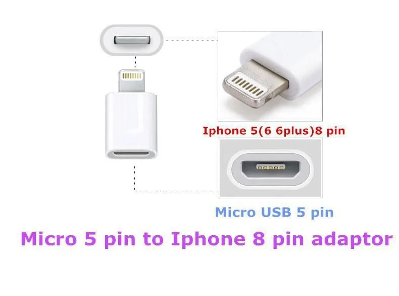 Высокое качество Micro USB к 8pin конвертер адаптер для телефона X XS Max XR 5 5S 6 6s Plus Pad 4 Air