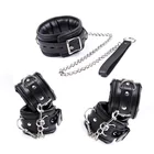 Кожаные, металлические, мягкие наручники для секса, наручники и ошейник, поводок для БДСМ, набор для бондажа, секс-игрушки для пар, Женский эротический товар