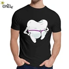 Графическая зубная нить, Гигиеничная футболка, Мужская зубная нить, новая пользовательская футболка из натурального хлопка с круглым вырезом