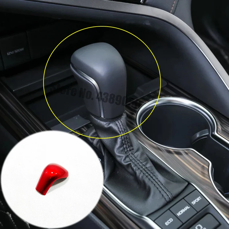 

ABS Plastic red Car gear shift lever knob handle cover trim Sticker Car styling For Toyota Camry 2017 - 2020 Accessories 1pcs