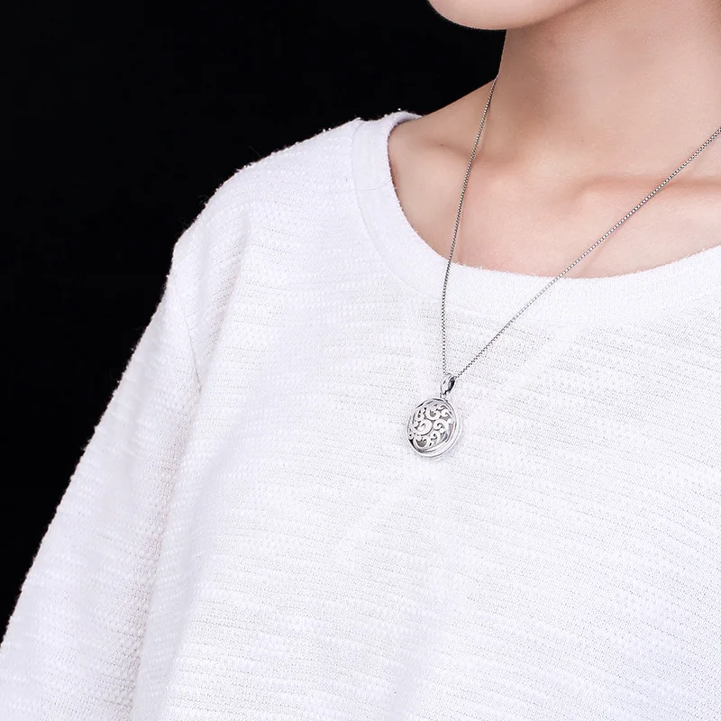 Настоящее 925 пробы Серебряный диффузор ожерелье кулон полый удачный облако фото