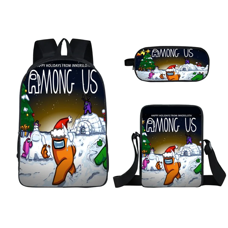 

3pcs/Set 2020 New Game Amongs US Fashion Backpack Shoulder Bags School Bag For children New Year Christmas Gifts