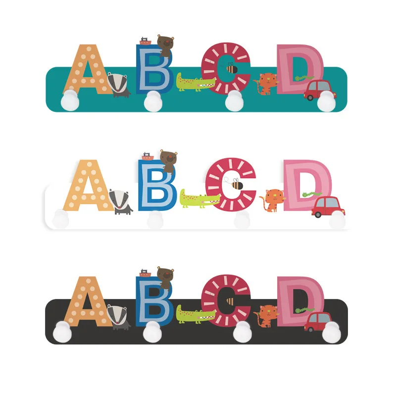 Мультяшная настенная вешалка ABCD креативная самоклеющаяся полка для хранения