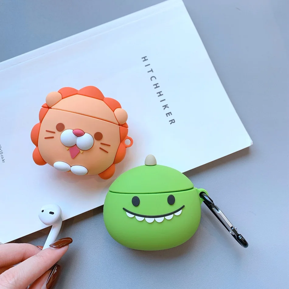 3D Дельфин чехол для наушников Airpods 2 чехол силиконовый КИТ чехол для Airpods чехол Цветок для наушников чехол для наушников кольцо ремень