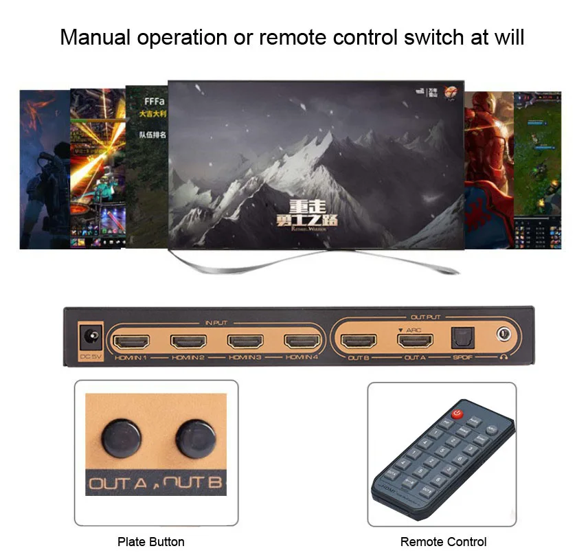 4K HDMI совместимый 6x2 матричный коммутатор 4x2 2x2 сплиттер ARC PIP аудио экстрактор