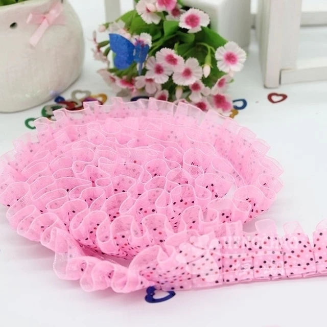 2 5 см широкая плиссированная Тюлевая Кружевная аппликация хлопковая вышитая