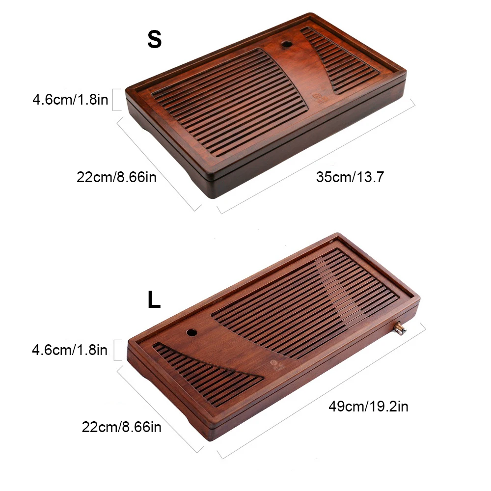 

Rectangle Tea Set-Natural Bamboo Wood Tea Tray-Drainage Water Storage Tea Board Table Chinese Tea Cup Gongfu Home Accessories