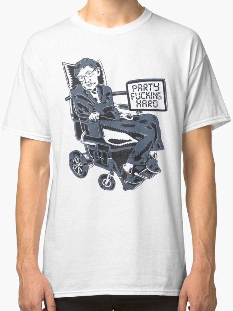 Cotton Men 2019 O Neck Streetwear Hip Hop Tops Stephen Hawking Party Hard MenT Shirt Whitemovie Tee | Мужская одежда