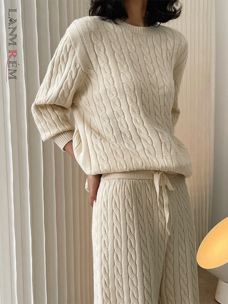 

LANMREM 2022 Autumn And Winter New Korea Warm Twisted Pullover Loose Comfortable Knitted Sweater Top Women Casual Outwear 2C374