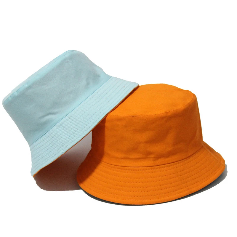 

Black Solid Bucket Hat Two side Wear Unisex Bob Caps Hip Hop Gorros Men women Summer Panama Cap Beach Sun Fishing boonies Hat