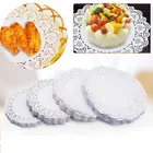 Круглые Бумажные кружевные настольные салфетки, белая абсорбционная бумага для масла, бумага для выпечки тортов, пищевые декоративные бумажные коврики 100 шт.