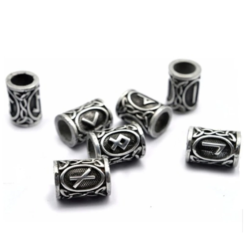 24 шт./компл. Футарк аксессуары для бороды викингов руны трубка отверстие 6 мм