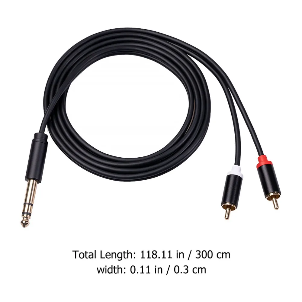 

3m RCA Male to 6.35mm Male Cable Audio Y Splitter Cable Audio Insert Cable