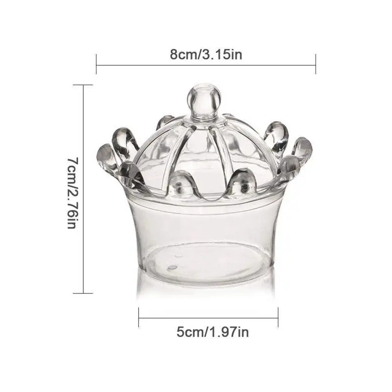 12 шт конфетных коробок пластиковый мини купол с короной вечерние прозрачные