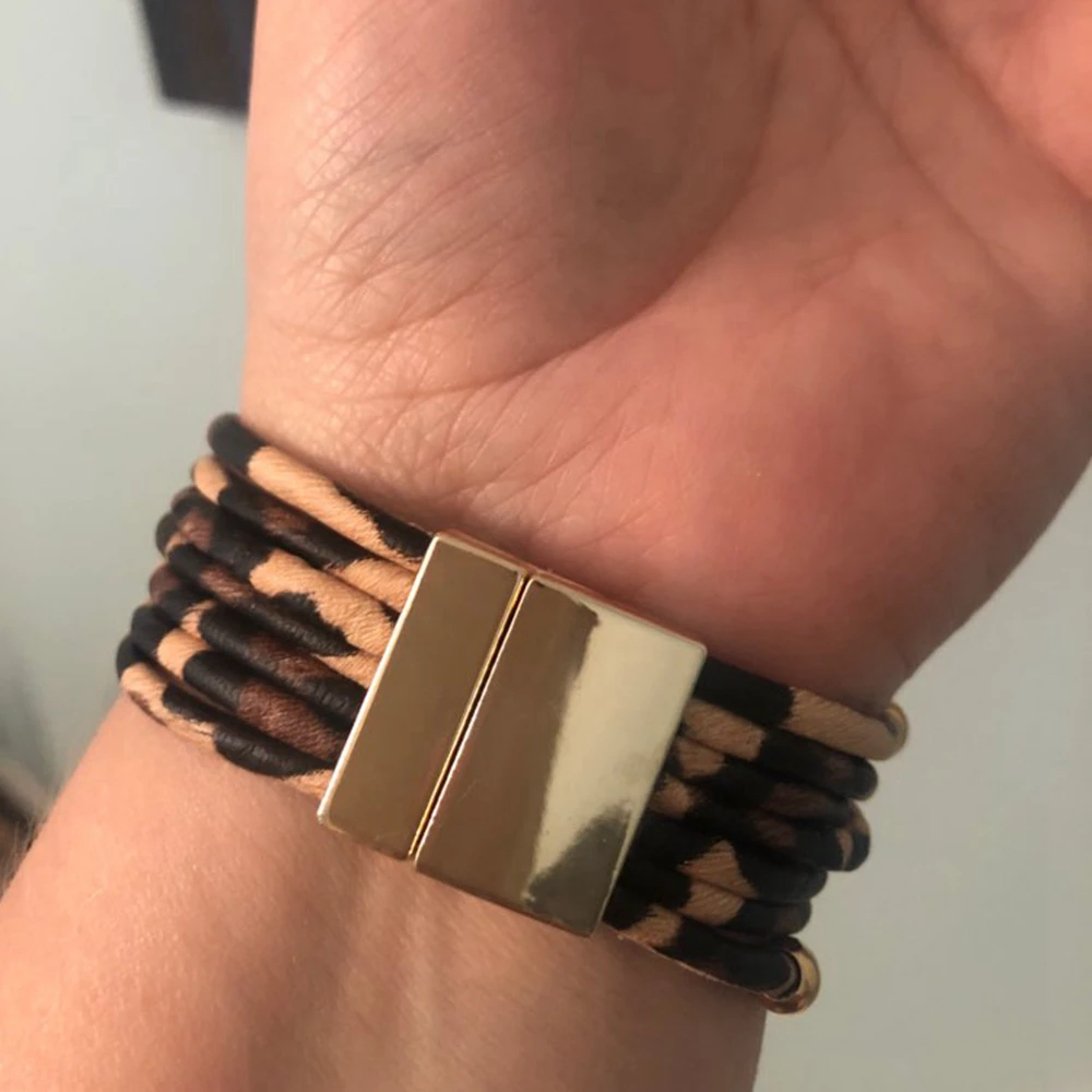 Terreau Kathy wrap Браслеты для женщин leopard кожа цвет несколько слоев браслет и вечерние