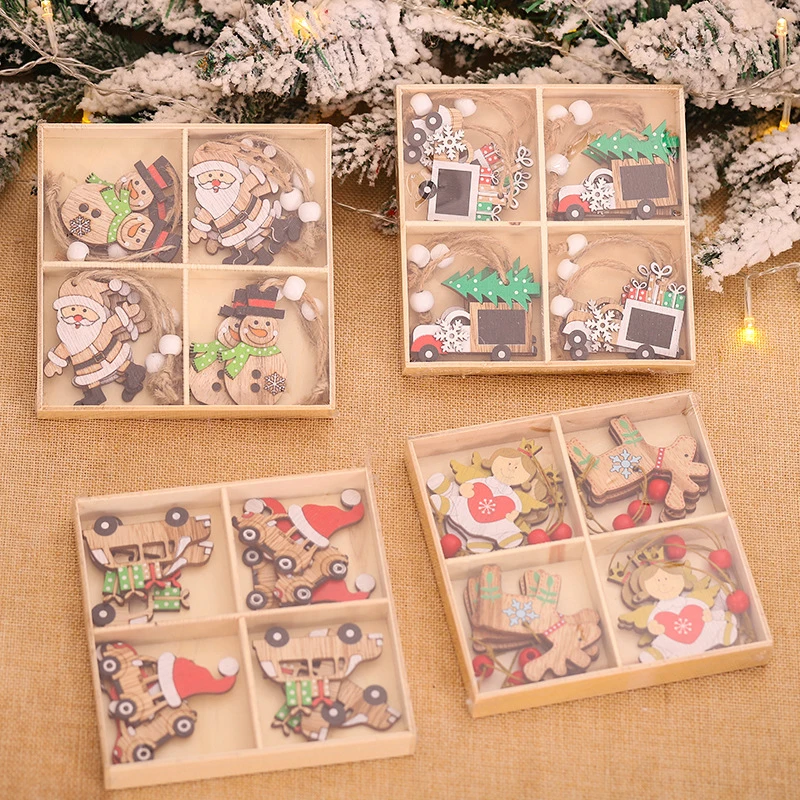 

12pcs Christmas Car Wooden Pendants Xmas Tree Hanging Ornaments Christmas Decorations for Home Kids Gift Noel Navidad Decor