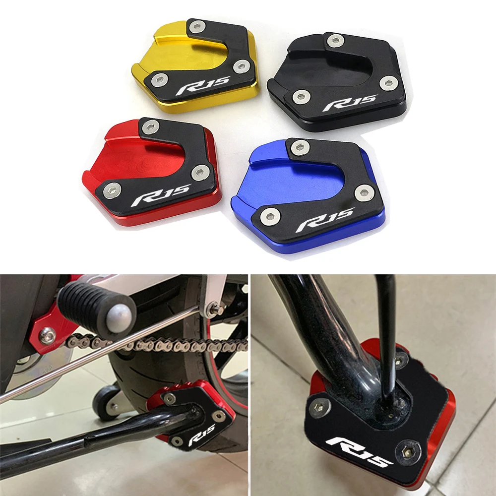 

For Yamaha YZF R15 R15V3 2017 2018 2019 2020 Motorcycle CNC Kickstand Side Stand Expansion Extension Pad Support Accessory
