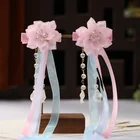 Древняя китайская Стиль костюм волос аксессуары-кисточки шпилька для лент розовый цветок ручной работы в стиле ханьфу, в стиле ретро, украшенные мехом MAEA99