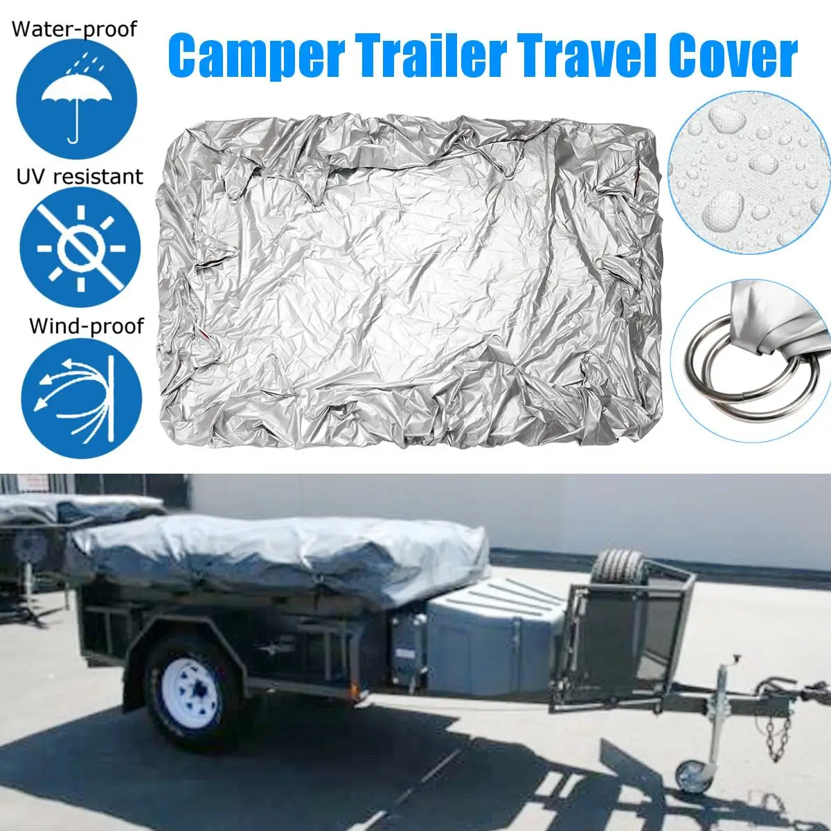

Универсальный автомобильный чехол для прицепа, автомобильный тент на крышу, Солнцезащитный водонепроницаемый, ветрозащитный, пылезащитны...