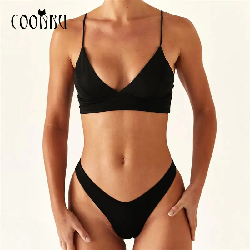 

Однотонные бикини COOBBU 2021, купальный костюм пуш-ап, женская одежда для плавания, сексуальный купальный костюм, летняя пляжная одежда, комплек...
