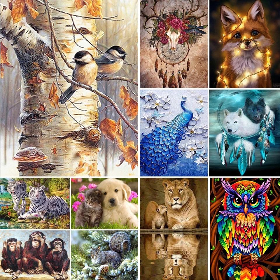 5D алмазная живопись Птица Павлин волк животные Сделай Сам полная квадратная