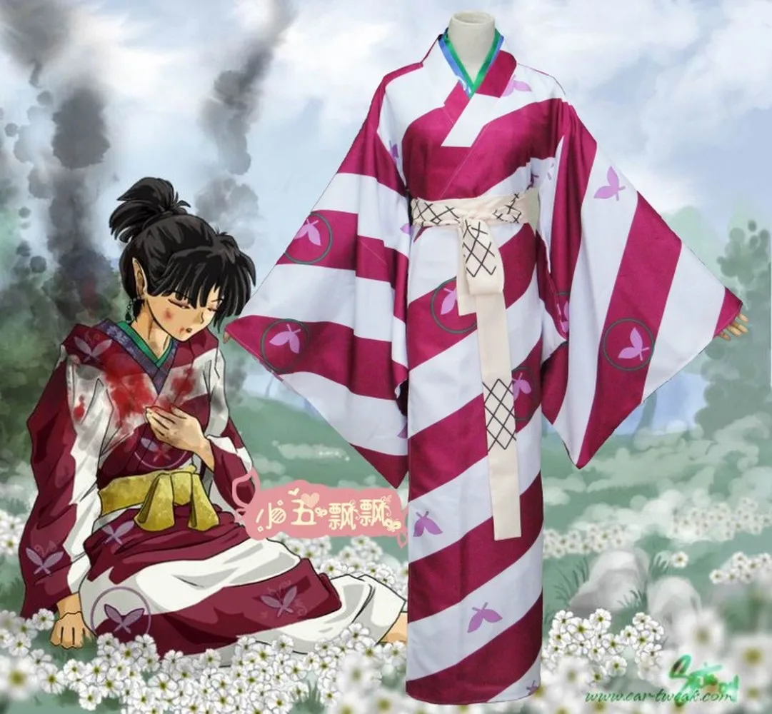 Одежда для косплея "OEING New InuYasha Wind Sorceress Kagura Japanese Classical Kimono Dress" в 2 стилях.