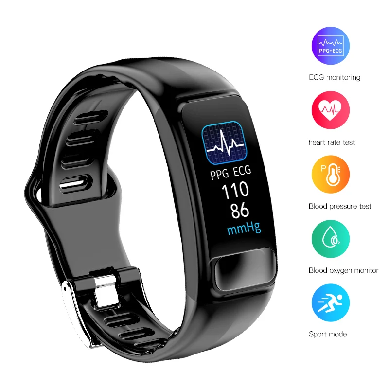 

ECG PPG Smart Bracelet Blood Pressure Heart Rate Monitor Smartband Sports IP67 Waterproof Fitness Tracker Smart Wristband