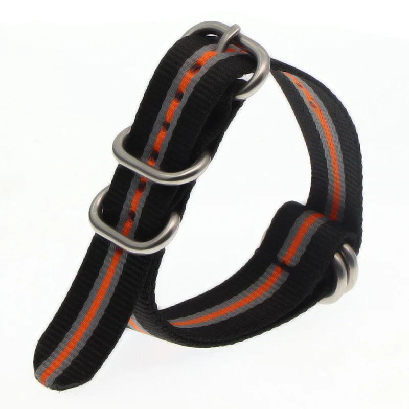 Black gray orange S 21 цвет прочный нейлоновый ремешок otan ZULU ремешок 18 мм 20 мм 22 мм 24 мм полосатый Радужный холст замена ремешок для часов - Цвет ремешка: Black gray orange S