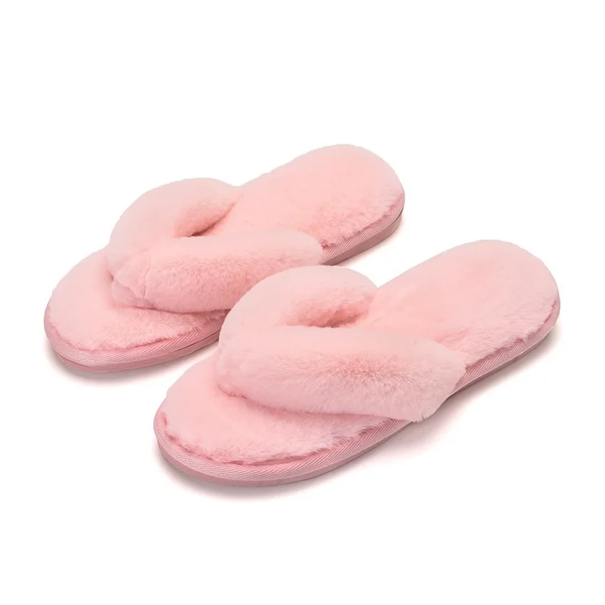

Winter Fashion Women Home Slippers Furry Slides for Woman Faux Fur Warm Sliders Shoes Slip on Flats Female Fur Flip Flops 2020