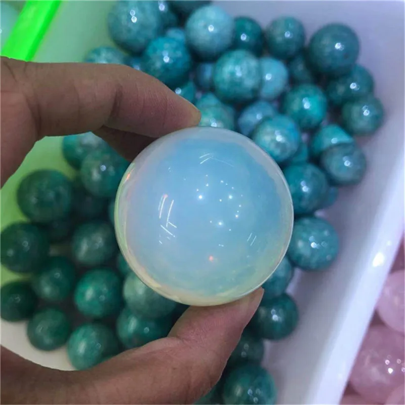 Красивая комнатная Хрустальная драгоценный камень Мячи Белый опал кварц