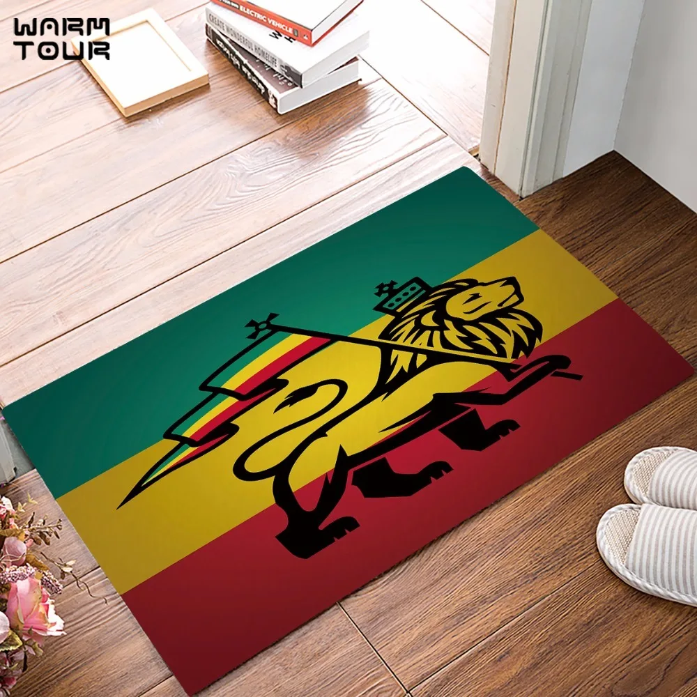 Коврик для двери Rasta Judah Lion с флагом Rastafari король джунгли регги тема