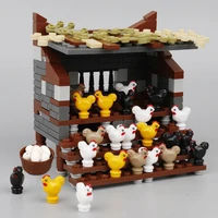 chicken house building blocks chickens coop henhouse roost moc city accessories animal model bricks parts toys for children d177