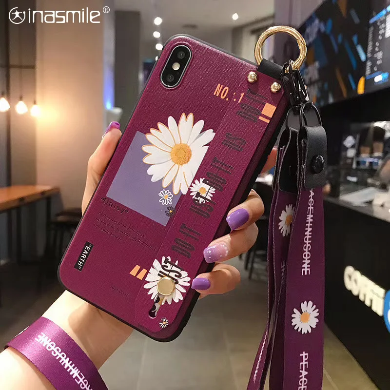 Симпатичный чехол для iphone 7 8 plus 6 6s X Xs max XR 11 pro SE 2020 из мягкого ТПУ с ремешком на