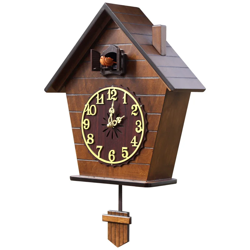 

Modern Simple Solid Wood Cuckoo Wall Clock Cuckoo Bell Mute Intelligent Time Clock Children's Room Living Room