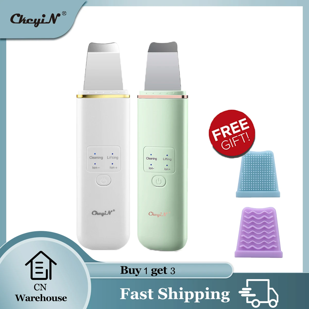 CkeyiN ультразвуковой скруббер Очиститель кожи лица Подтяжка Ион акне угрей
