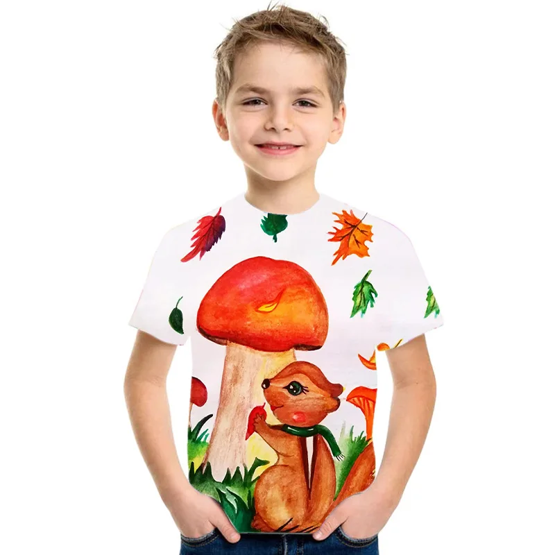 

Clothes For Boys T-shirt Anime 3D Mushroom Mouse Fashion Girls T-shirts Summer Children's Short-Sleeved O-neck Casual Street Top