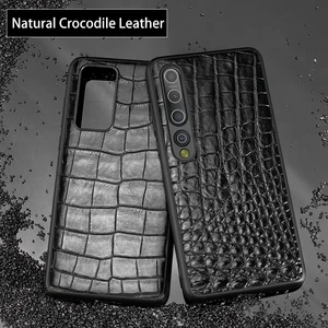 natural crocodile leather phone case for xiaomi mi 10 pro 9 8 se mix 2s note 10 pro cases luxury alligator neck belly tail cover free global shipping