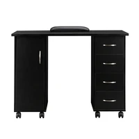 manicure nail salon table station workstation with 1 door 4 drawers hand pillow p2 certification board pu8 wheels 4 brakes black