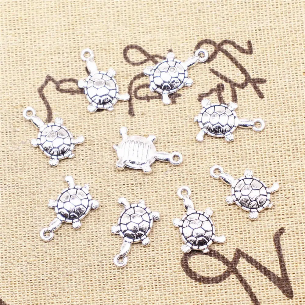 

Turtle Charms Supplies For Jewelry Making Kit Antique Silver Color 20pcs 12x19mm