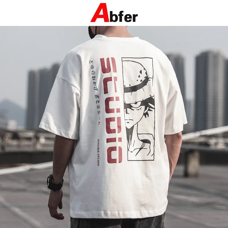 

Abfer Japanese Streewear Summer Man T-shirts Anime Manga Men Monkey D. Luffy Graphic T-shirts Women Hip Hop Oversized T-shirt