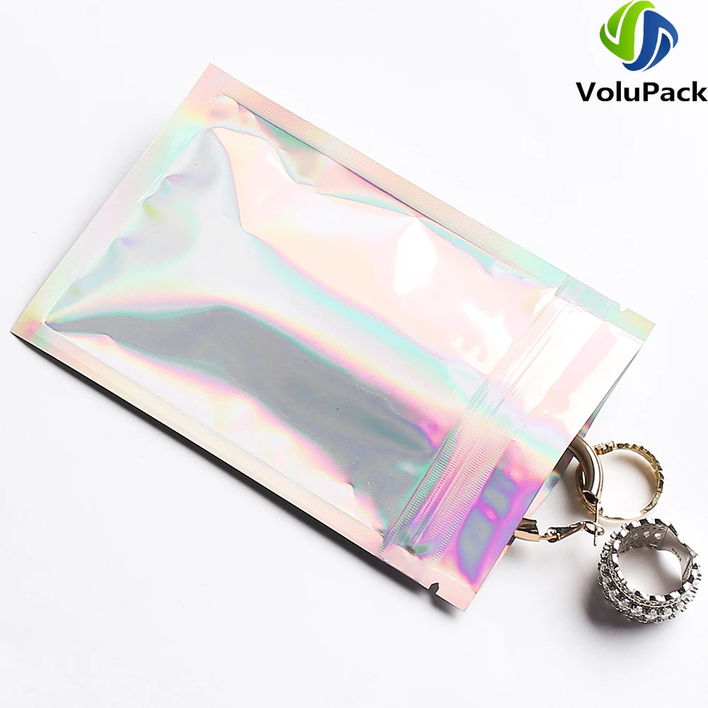 

Heat Seal Smell Proof Ziplock Bags Kitchen Storage Bags Holographic Silver Pouches Recyclable Aluminum Foil Mylar Packaging Bags