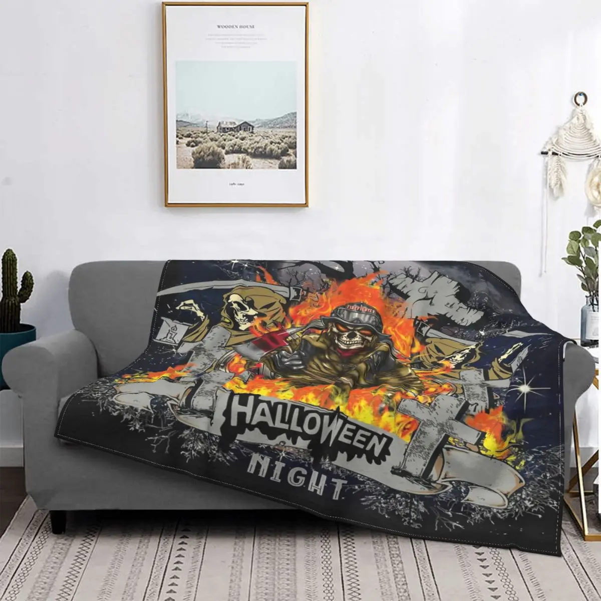 

Страшный скелет в ночное время, Хэллоуин, мое одеяло, покрывало для кровати, клетчатый коврик, аниме одеяло, теплое одеяло, мусульманский мол...